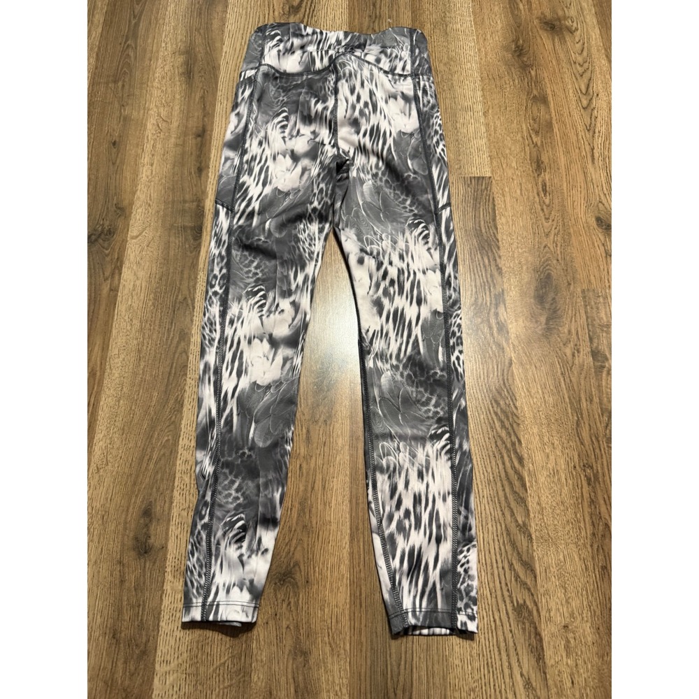 Bebe Sport Leggings Women Size S Grey Animal Print Activewear Pockets Pocketed - Picture 2 of 11